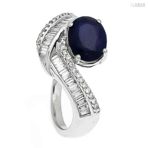 Saphir-Brillant-Diamant-Ring WG 750/000 mit einem oval