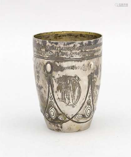 Jugendstil-Becher, Deutsch, um 1910, Silber 800/000,