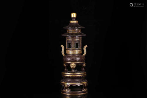 A COPPER TOWER-TYPE CENSER