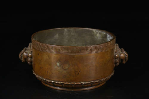 A DOUBLE-EAR BRONZE CENSER