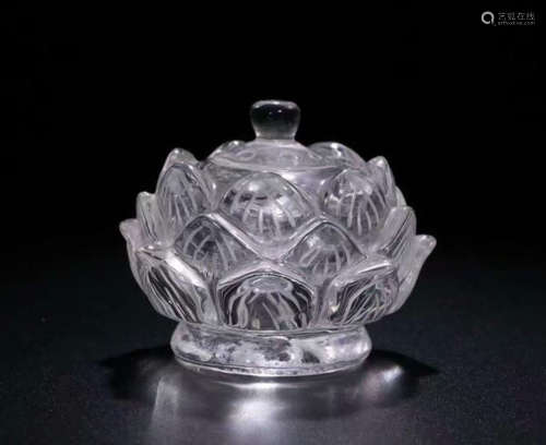 A CRYSTAL GLASS LOTUS SHAPED CENSER