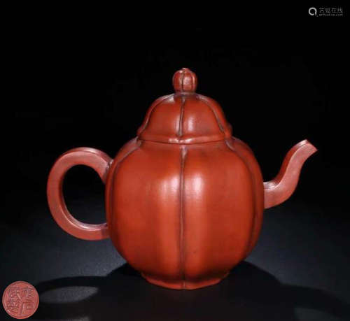 A ZISHA TEAPOT IN GOURD SHAPED