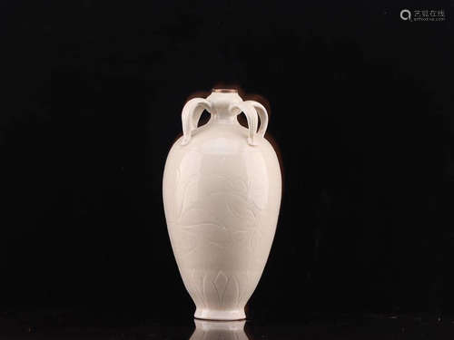 A FLORAL DESIGN  DING KILN  SILVER MOUTH VASE