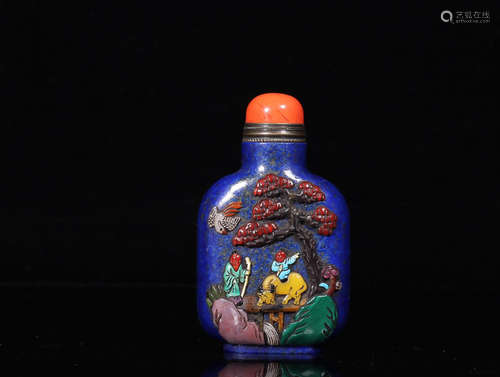 A STORY DESIGN LAPIS LAZULI SNUFF BOTTLE