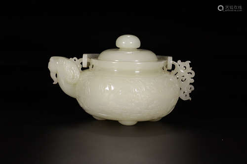 A STORY DESIGN HETIAN JADE LOOP-HANDLE TEAPOT