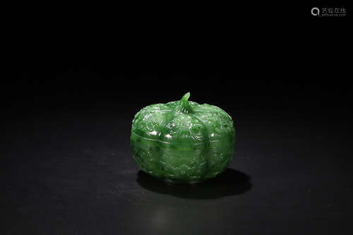 A PUMPKIN DESIGN HETIAN JADEITE BOX