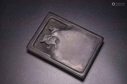 17-19TH CENTURY, A BEAST DESIGN OLD PIT DUAN INKSTONE, QING DYNASTY