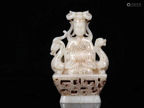 AN ANCIENT JADE DRAGON DESIGN BUDDHA STATUE