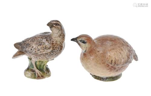 A Meissen model of a quail, late 19th century, blue crossed swords mark, 9.5 cm high; and another