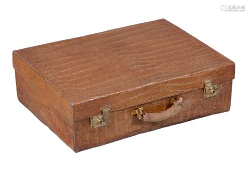 ϒ A crocodile suitcase by Drew & Sons, gilt stamped Drew & Sons/ Maker/ Picadilly Circus/ London