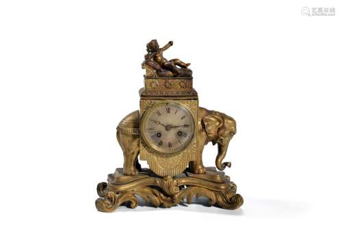 A French ormolu mantel clock in Orientalist taste, first half 19th century, the eight-day bell