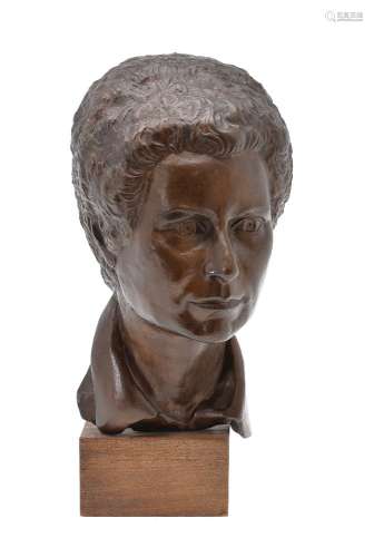 B. Pattman (British fl. 1970s), a patinated portrait bust of Catherine Toft, signed and dated (19)76