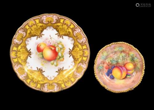 A Royal Worcester plate painted with fruit and signed by E. Townsend, date code for 1959, black