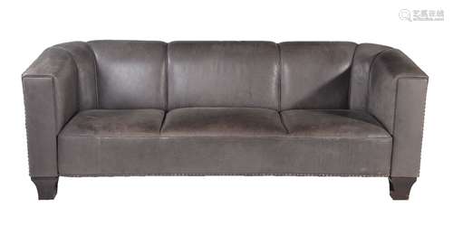 After Josef Hoffmann for Wittmann, Austria, a grey leather upholstered three seater sofa, circa