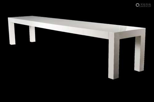 A modern large rectangular workshop or dining table, early 21st century, white finished with six
