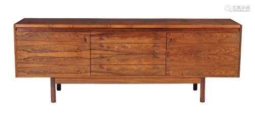 ϒ Robert Heritage for Archie Shine, a rosewood sideboard, circa 1970, 77cm high, 213cm wide, 51cm