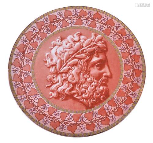 Doulton & Co., Lambeth, an earthenware large wall plaque, circa 1880, with a classical profile