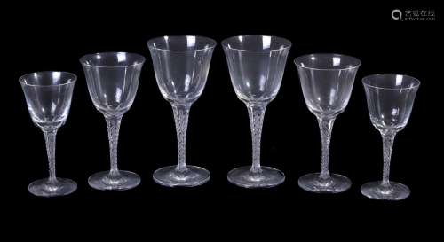 Lalique, Cristal Lalique, Treves, a clear glass table service of wine glasses, 1952-2006,