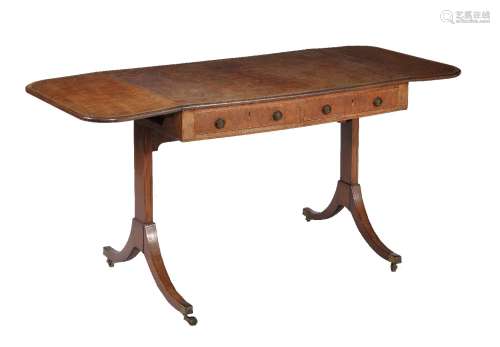 ϒ A Regency mahogany and rosewood banded sofa table
