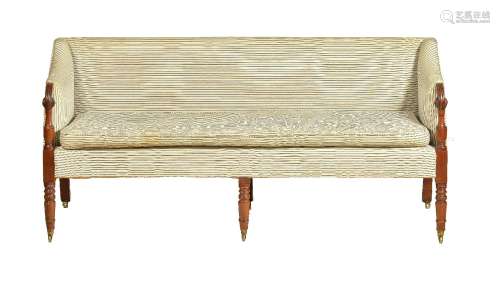 A mahogany and upholstered sofa