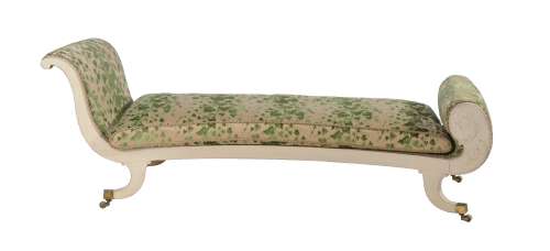 A cream painted chaise longue in Regency style