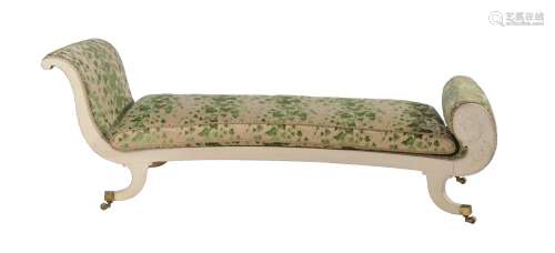 A cream painted chaise longue in Regency style