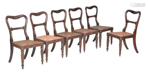A set of six George IV simulated rosewood dining chairs