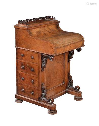 A Victorian burr walnut Davenport