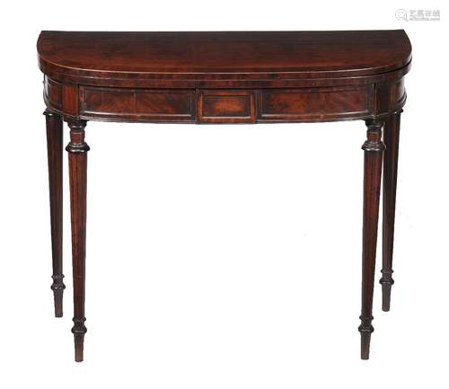 A George III mahogany plum pudding mahogany folding tea table