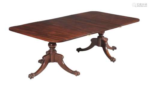 A George IV mahogany twin pillar dining table