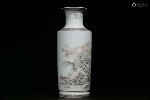 GRISAILLE PAINTED 'LANDSCAPE' VASE