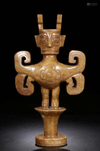 JADE CARVED 'MYTHICAL FIGURE' ORNAMENT