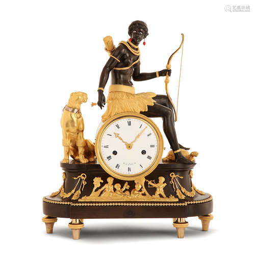 PENDULE À L'AFRIQUE, ATTRIBUÉ À JEAN-SIMON DEVERBERIE, ÉPOQUE DIRECTOIRE