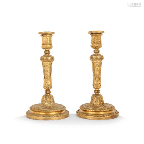 Belle paire de flambeaux en bronze doré par Paul Sormani, XIXesiècle