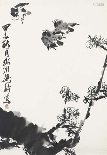 梁崎（1909-1996） 秋之声 水墨纸本 镜框