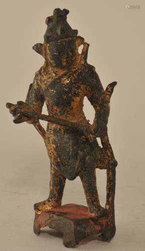 Gilt  bronze Buddhist Guardian figure. China. Ming period (1368-1644). 7