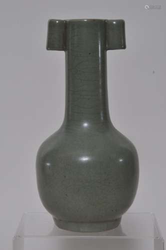 Celadon vase. China. 19th century. Tou Hou pitch pot form. Long Chuan ware., 10-1/4