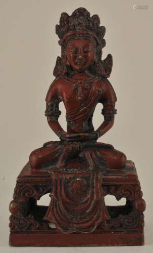 Seated figure of Amytaus. N. China. Ch'ien Lung mark on the front. 7-3/4
