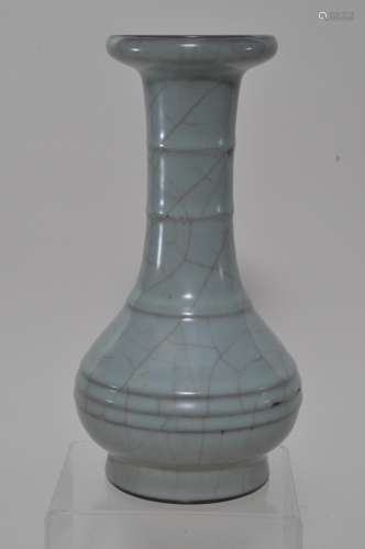 Porcelain vase. China. 20th century. Kuan type. Celadon glaze with 