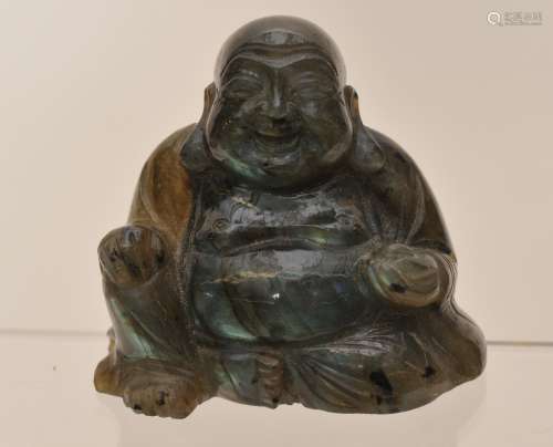 Labradorite carving. China. 20th century. Seated figure of Milofu. 1-3/4