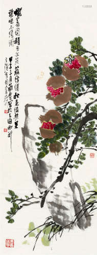 曹简楼（1913～2005） 甲子（1984）年作 多子图 镜片 设色纸本
