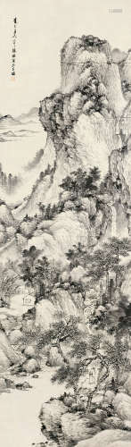 汤涤（1878～1948） 松林幽居 立轴 水墨纸本