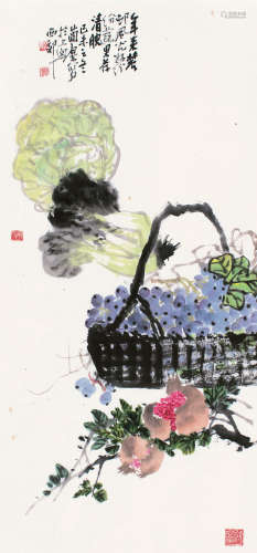 曹简楼（1913～2005） 己未（1979）年作 蔬果清腴 软片 设色纸本