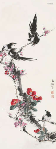 王雪涛（1903～1982） 四喜图 立轴 设色纸本