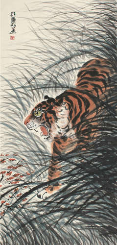 吴寿谷（1912～2008） 虎啸图 立轴 设色纸本