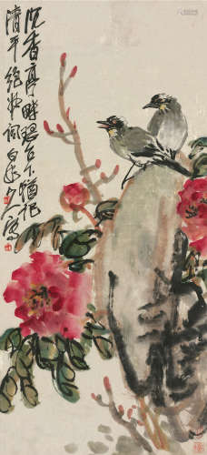 王震（1867～1938） 双栖 立轴 设色纸本