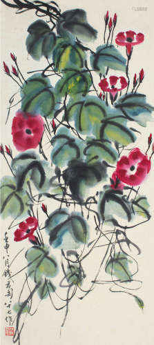 钱君匋（1906～1998） 壬申（1992）年作 牵牛花 镜片 设色纸本