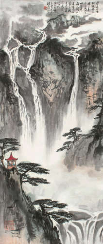 陆一飞（1931～2005） 甲戌（1994）年作 云瀑图 立轴 设色纸本