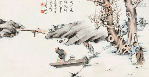 吴青霞（1910～2008） 戊子（1948）年作 宋人笔意图 镜片 设色纸本