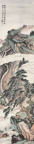 汪琨（1877～1946） 观瀑图 立轴 设色纸本